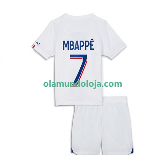 Camisola Paris Saint-Germain Mbappé 7 Criança Equipamento Terceiro 2022-2023 Manga Curta